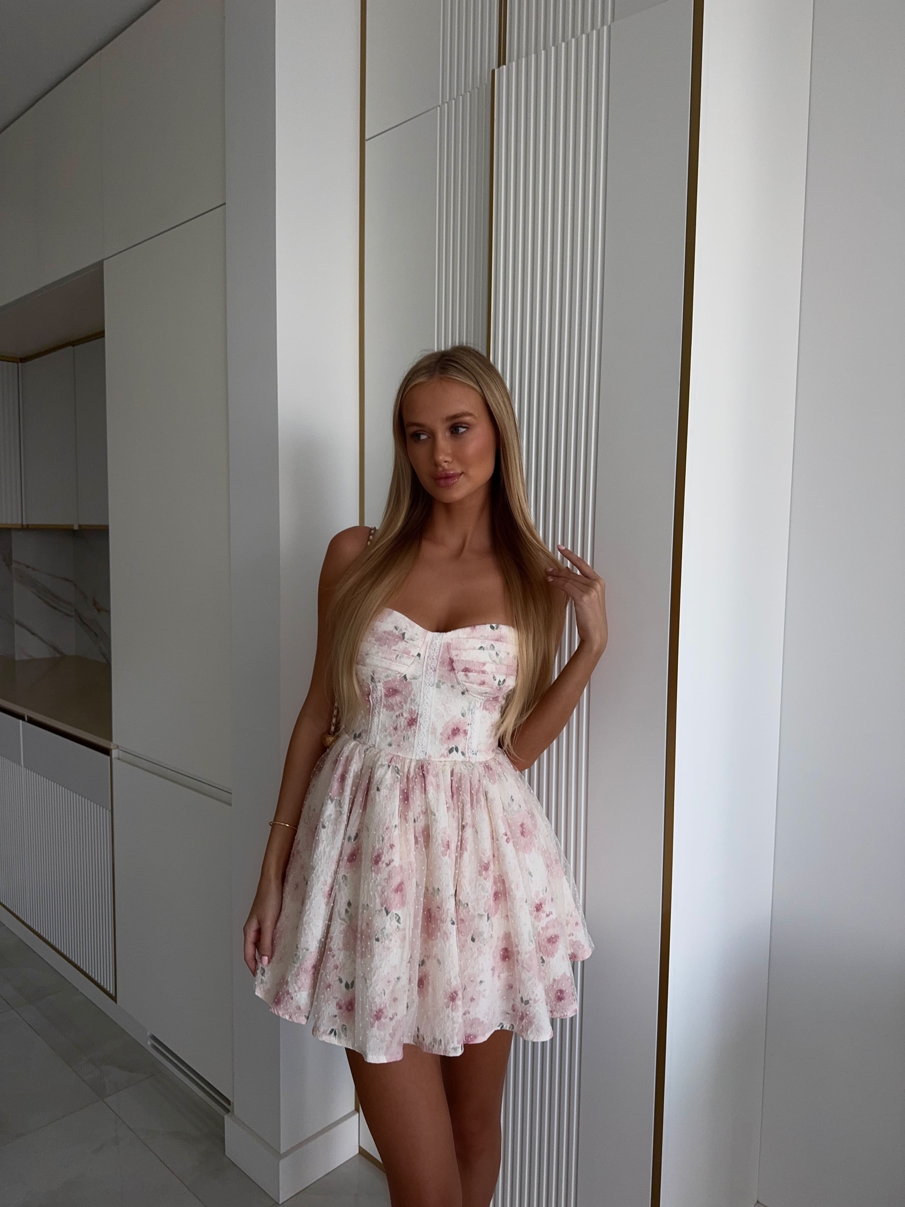 Платье бюстье в цветочный принт